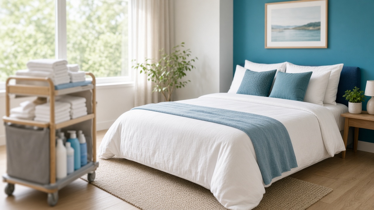 Freshly prepared short-term rental room ready for the next guest